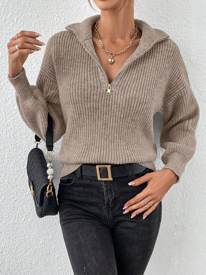 Sutton Half Zip Dropped Shoulder Sweater