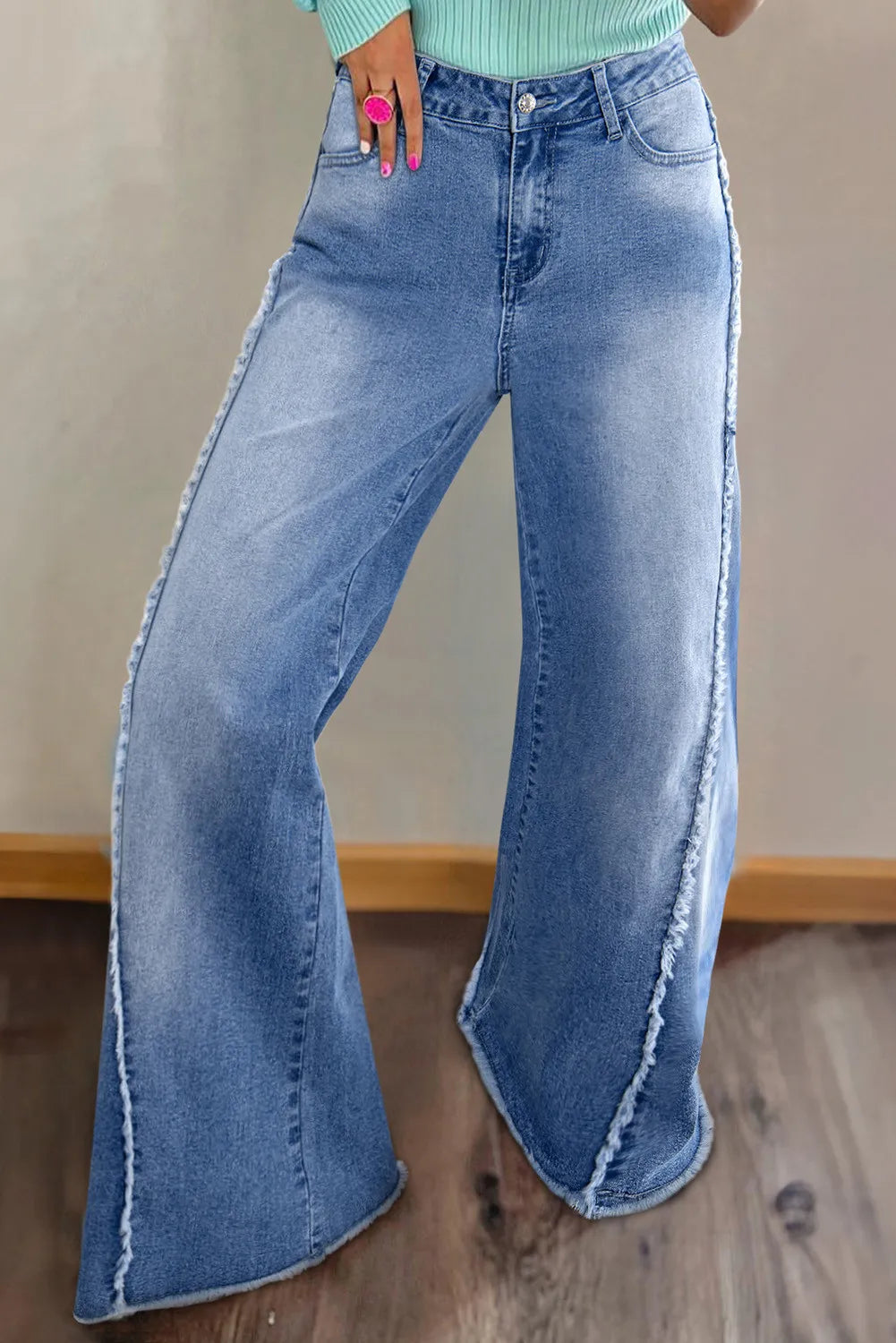 Frayed Wide Leg Jeans