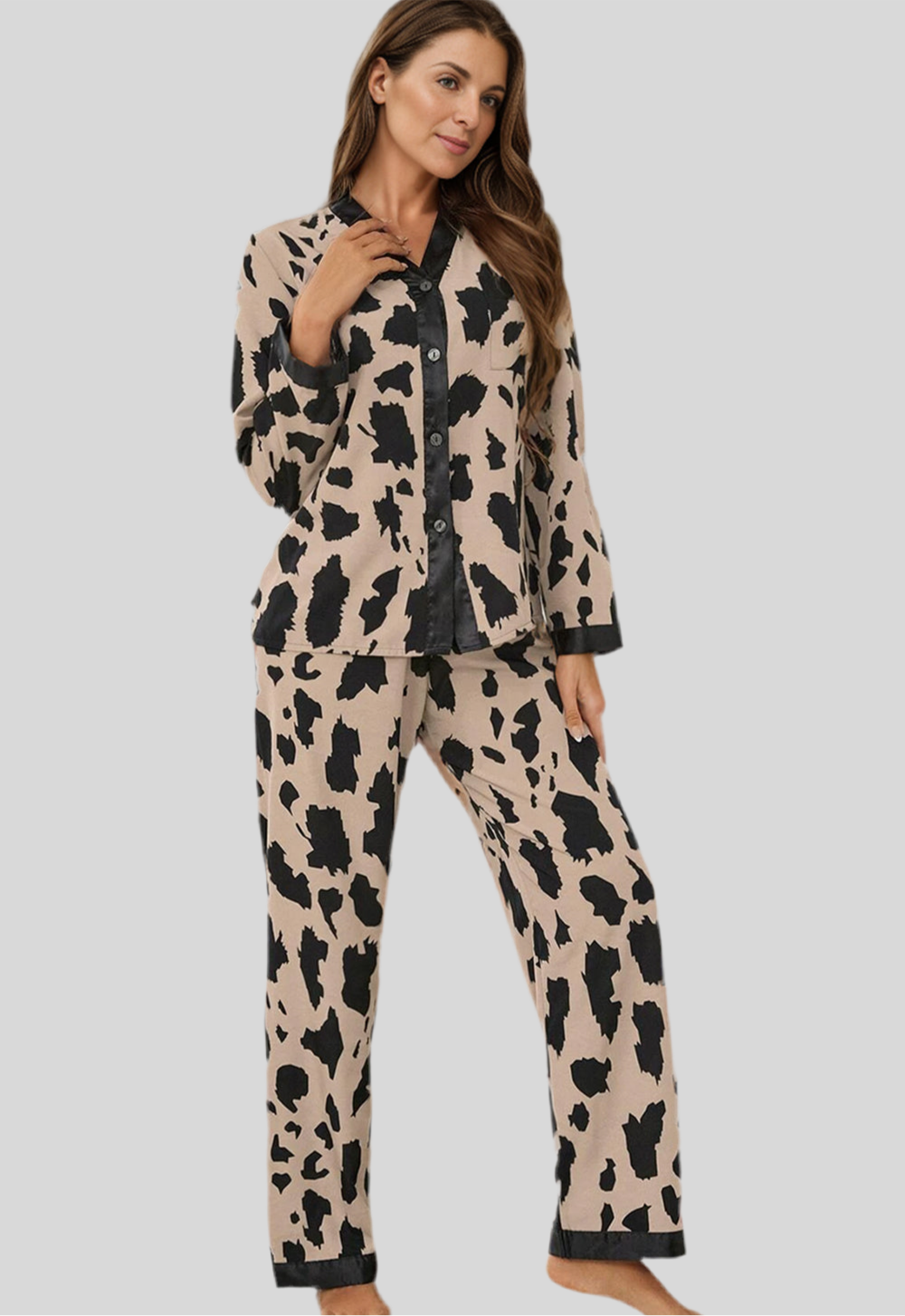 Romee Cow Print Pants Lounge Set