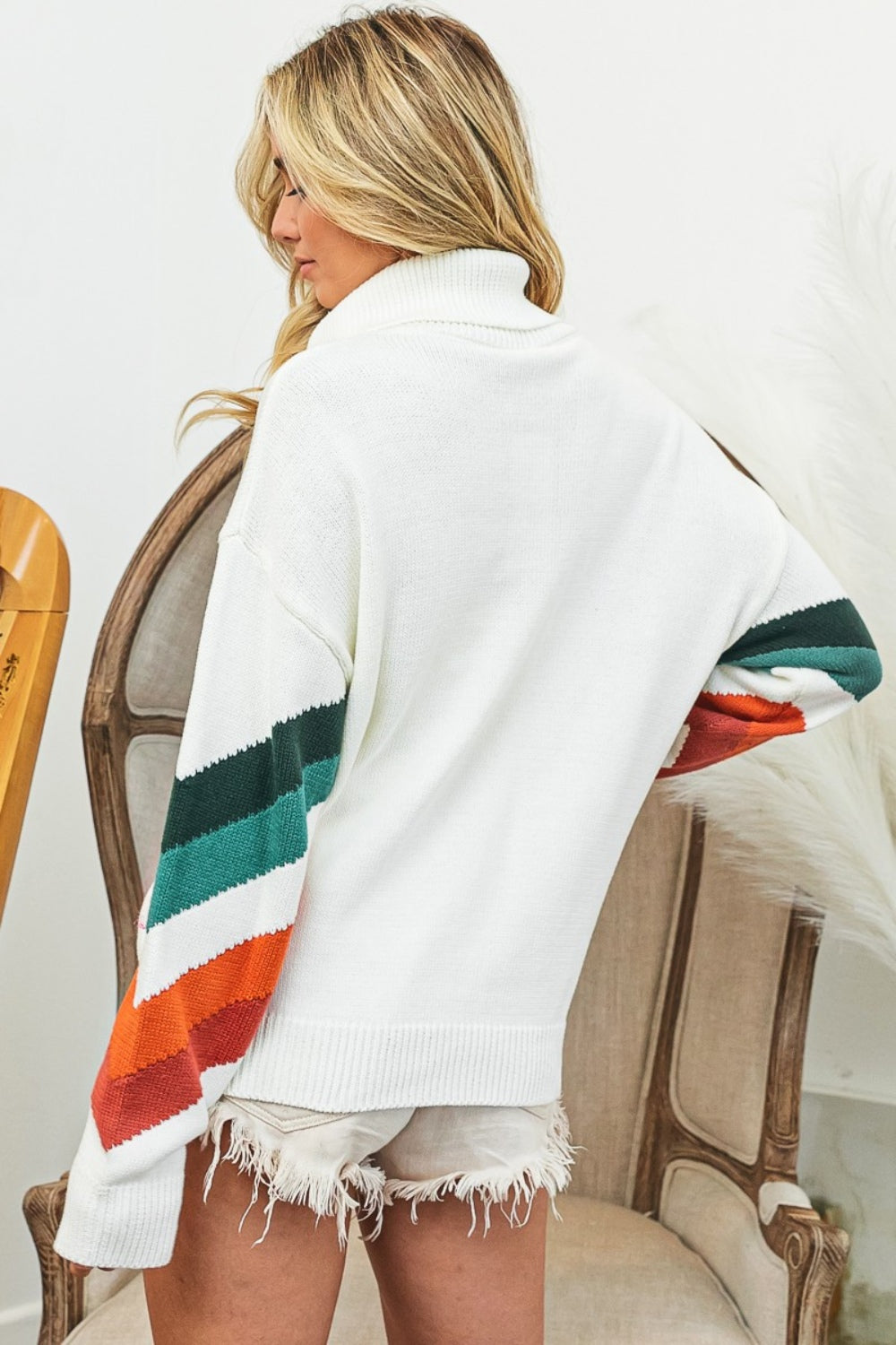 Rudy Chevron Quarter Zip Pullover Sweater