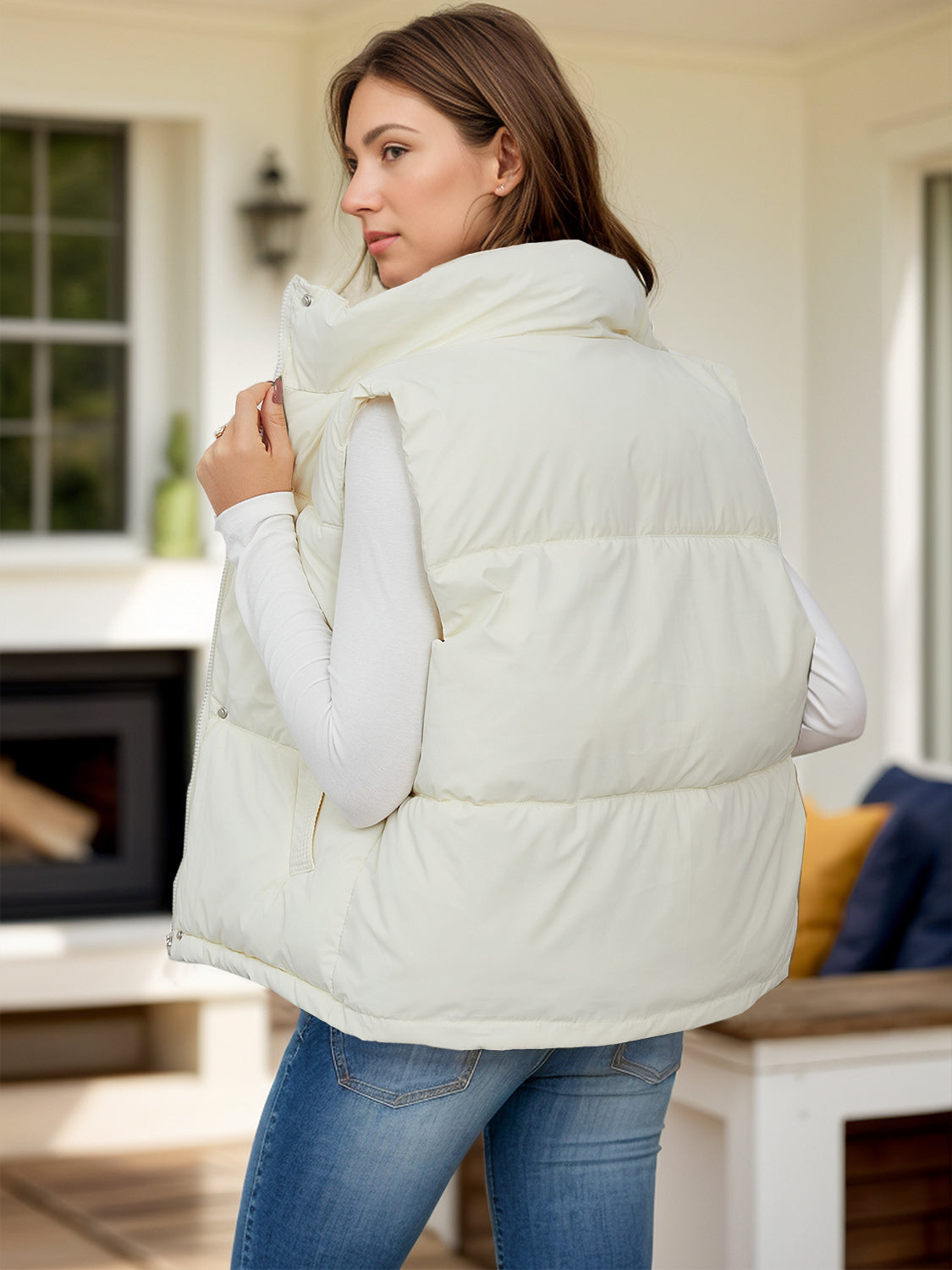 Marlette Pocketed Zip Up Puffer Vest