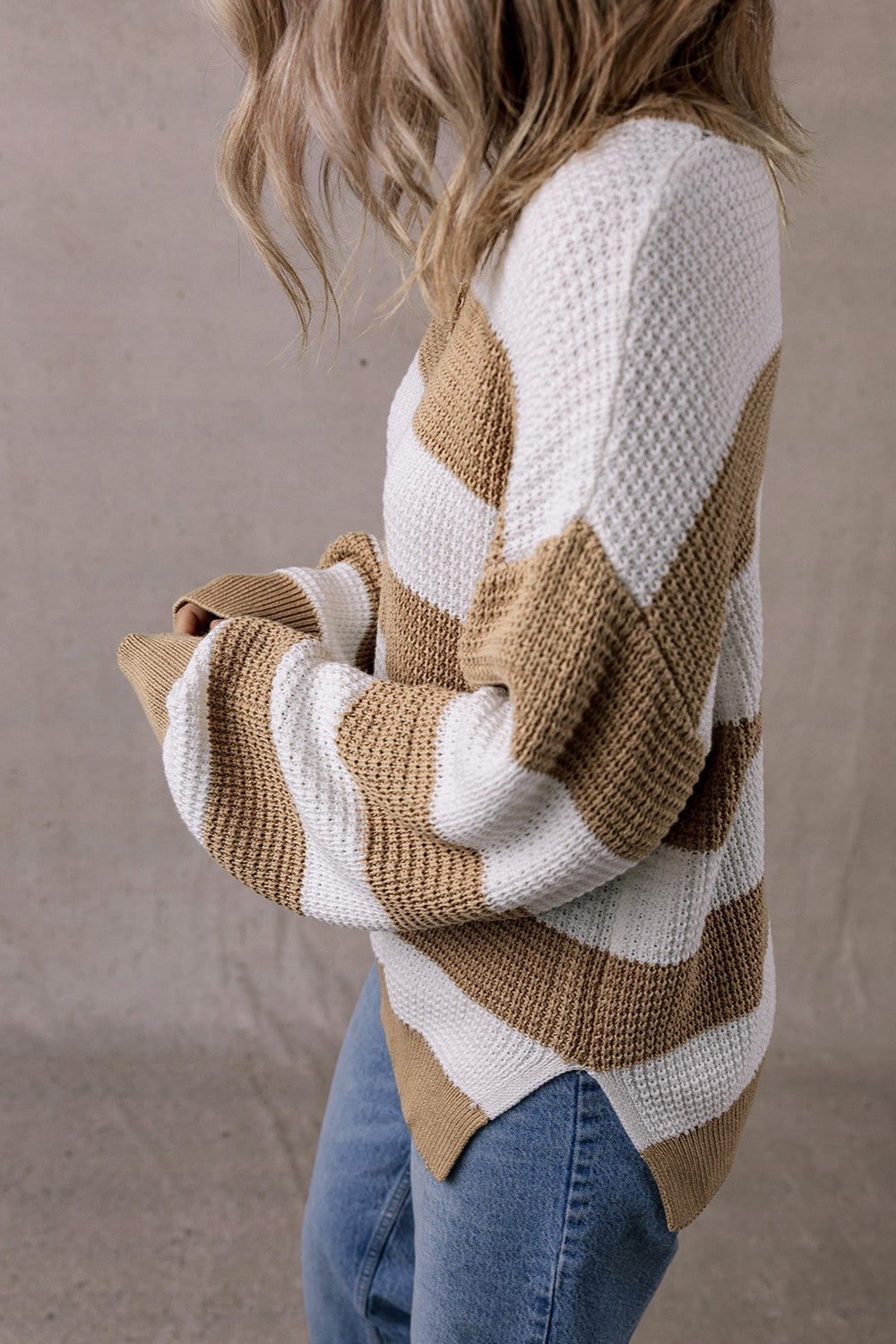 Evie Lou Loose Knit Striped Sweater