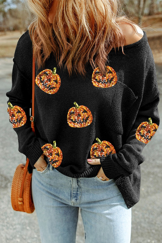 Sequin Pumpkins Sweater