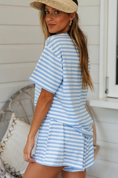 Blake Striped Shorts Loungewear Set