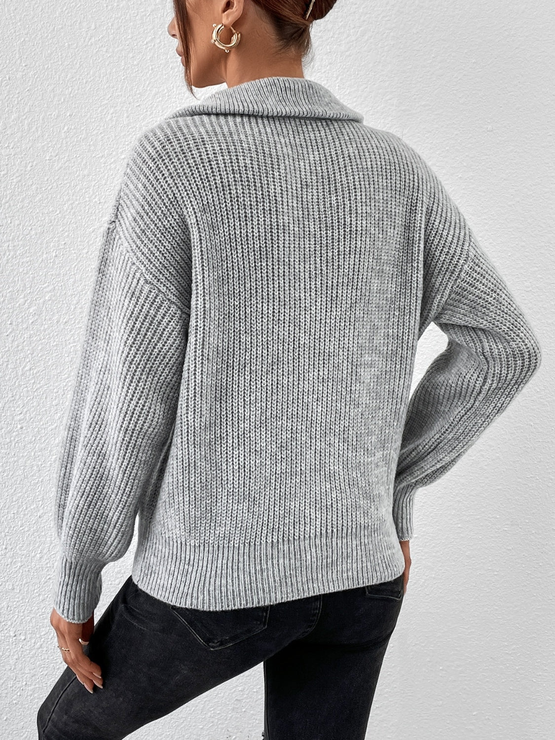 Sutton Half Zip Dropped Shoulder Sweater