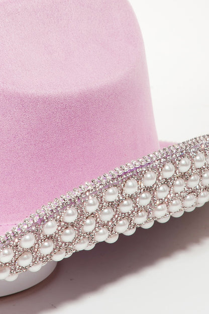 Rhinestone & Pearl Trim Cowboy Hat