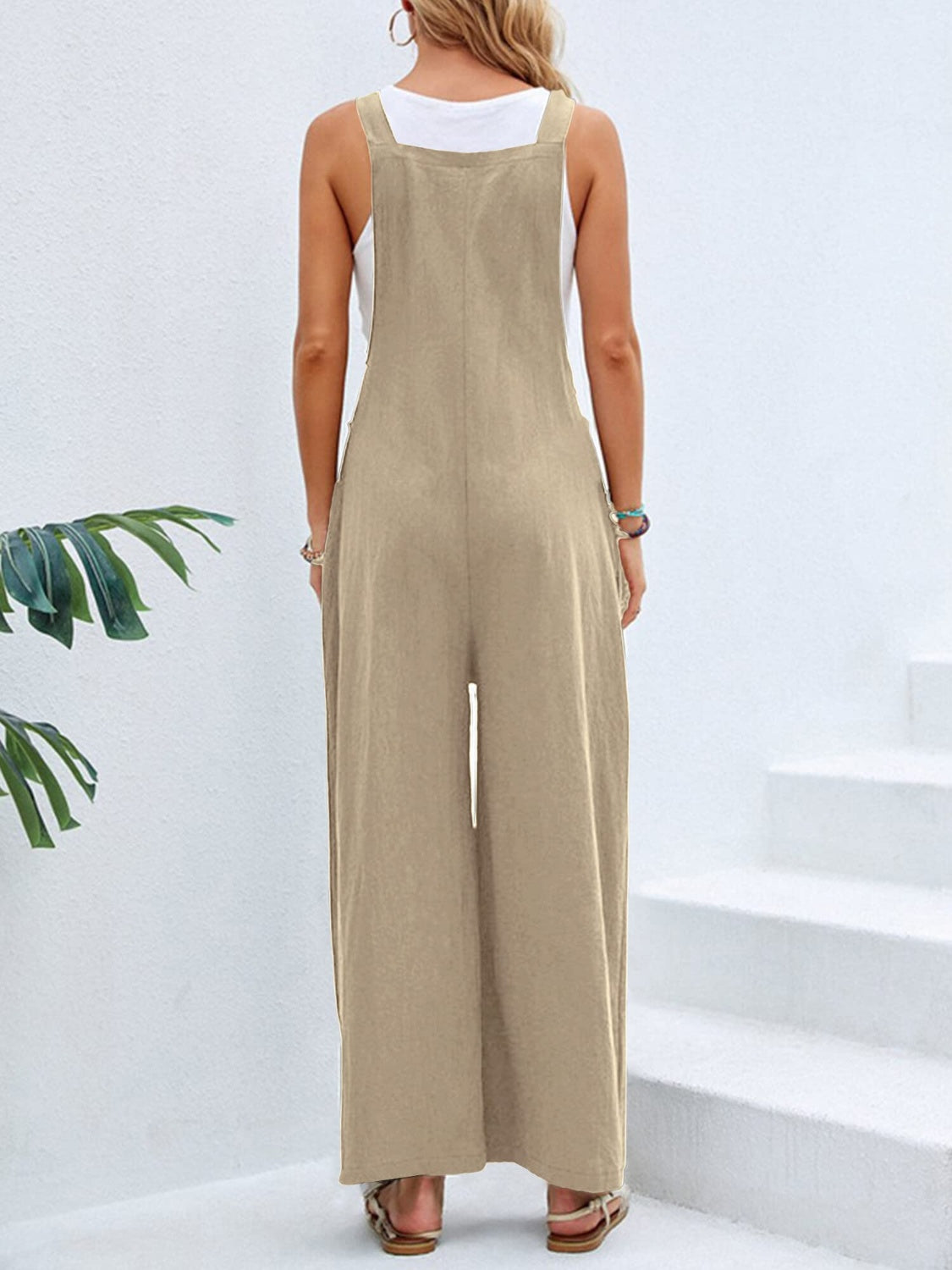 Ree Square Neck Wide Strap Overalls