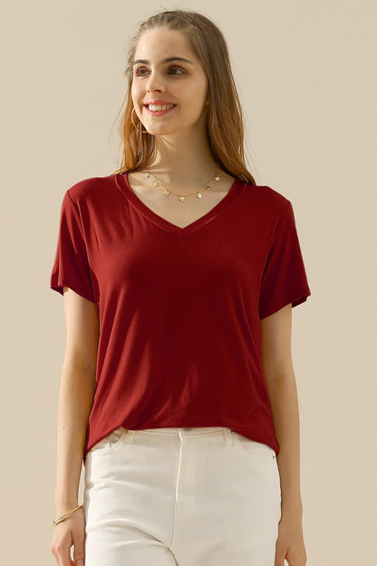 Wilma V Neck Basics Short Sleeve T-Shirt