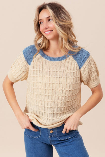 Nellie Contrast Short Sleeve Sweater