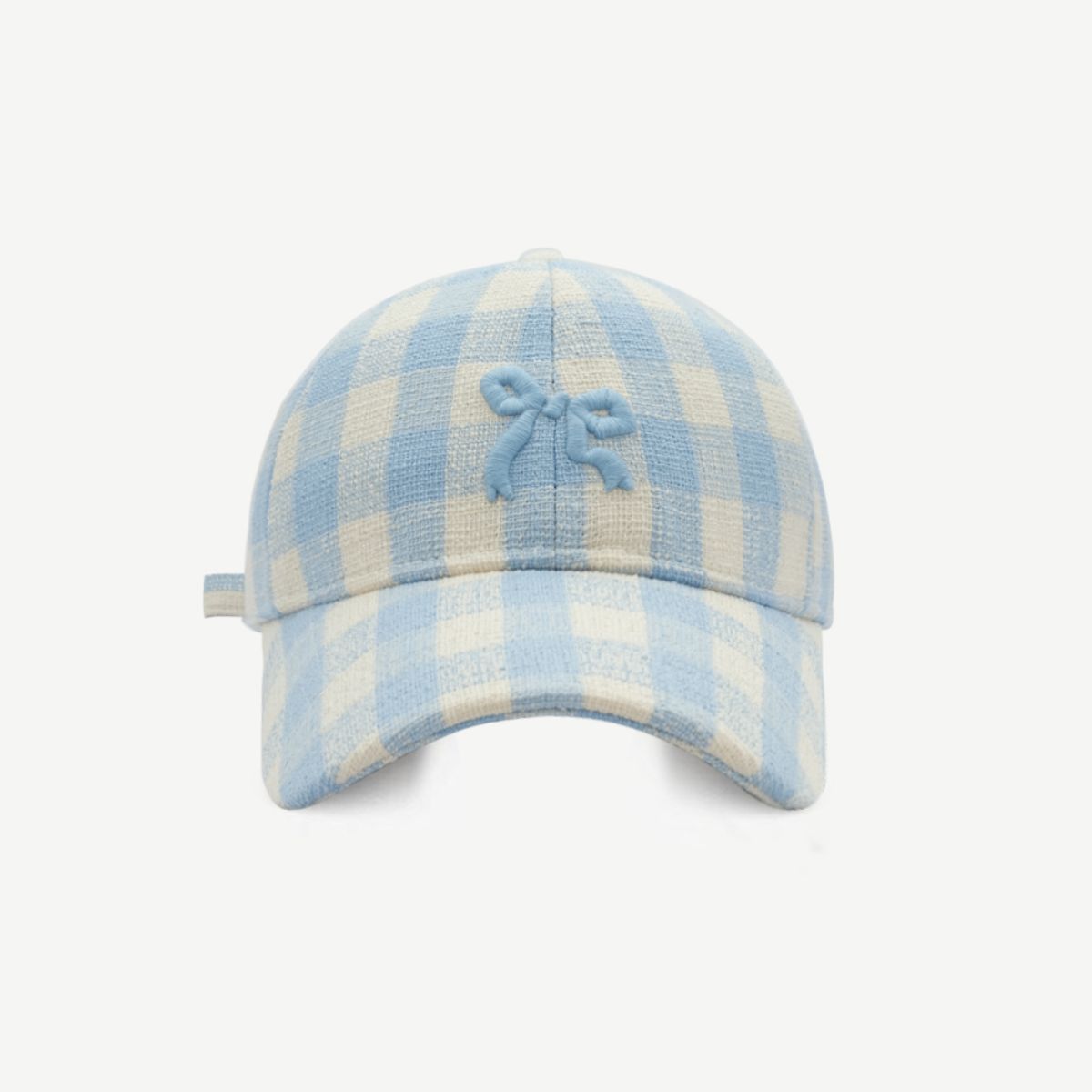 Gingham Embroidered Bow Baseball Cap