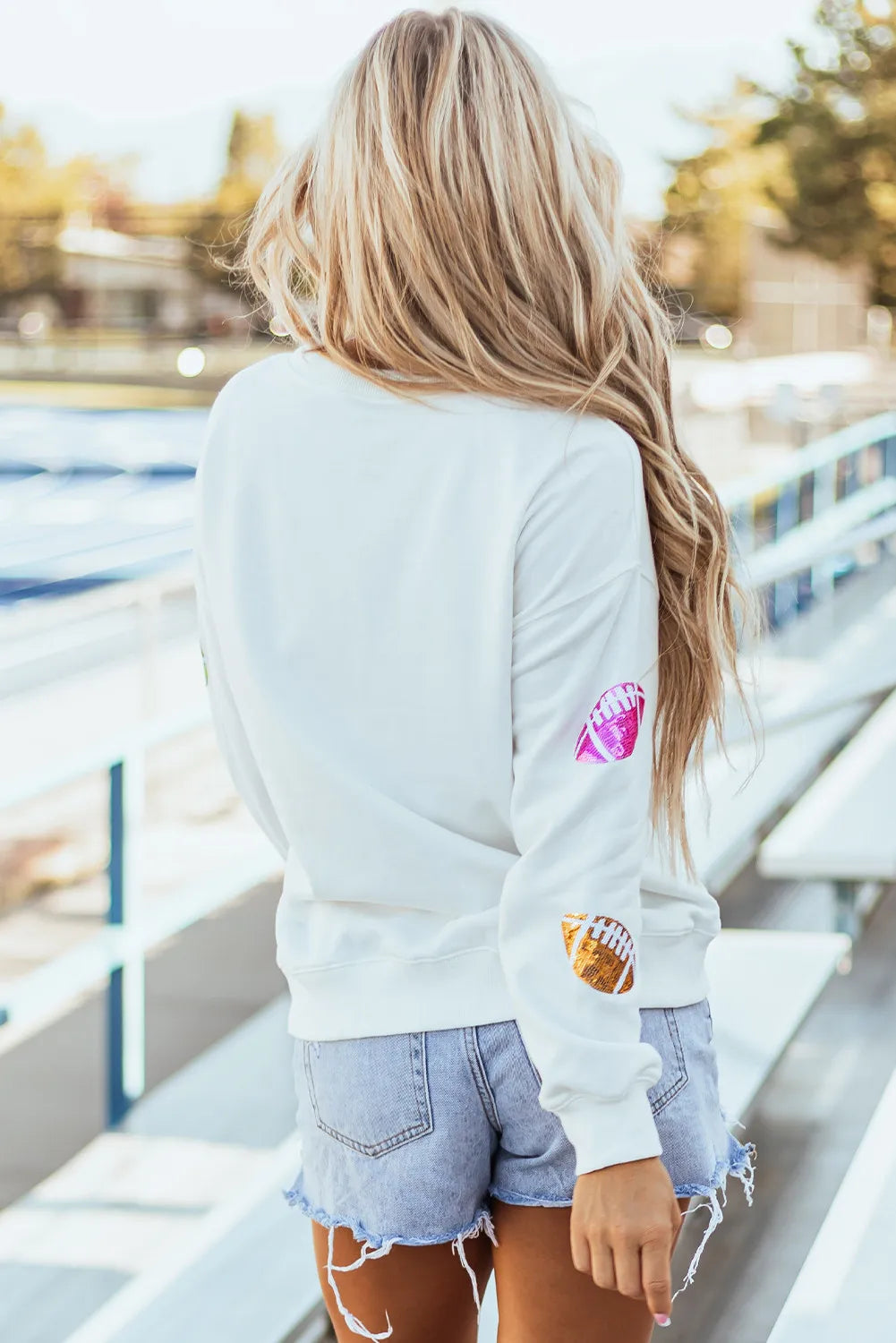 Colorful Sequin Football Sweatshirt