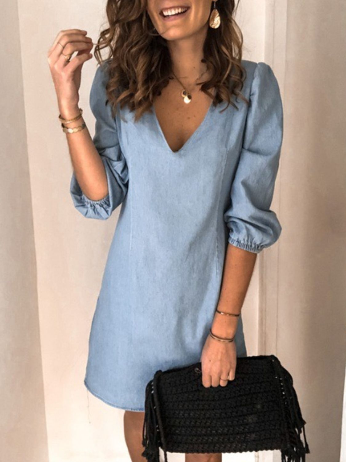 Willa V-Neck Half Sleeve Dress