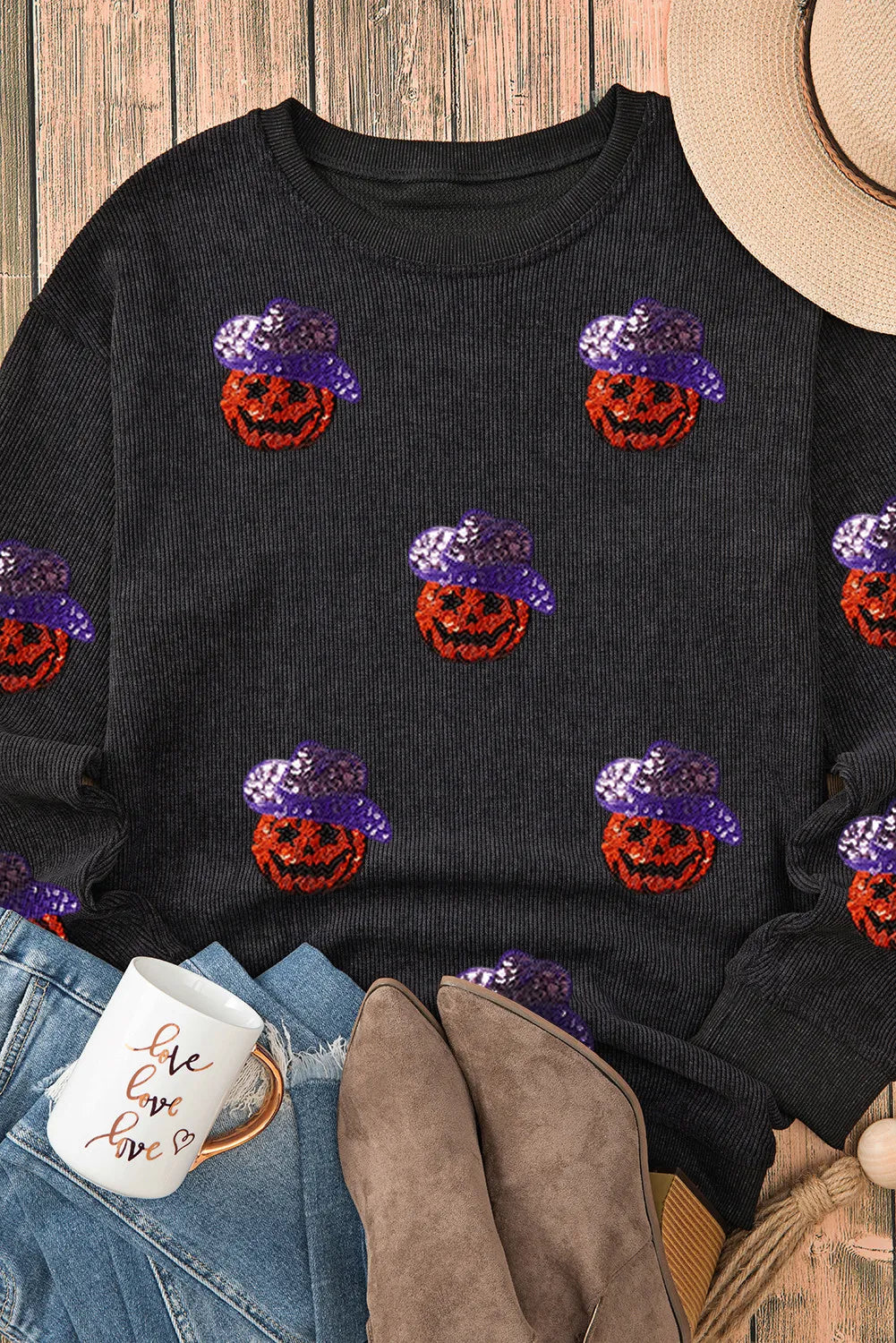 Sequin Cowboy Pumpkins Sweatshirt