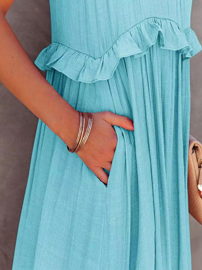 Millie Ruffled Tiered Maxi Dress with Pockets