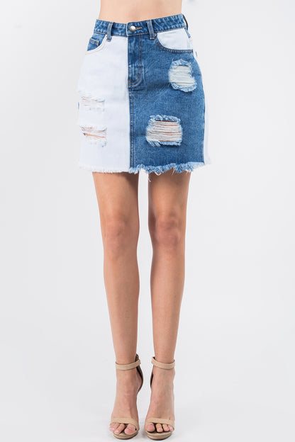 Andi Colorblock Denim Skirt