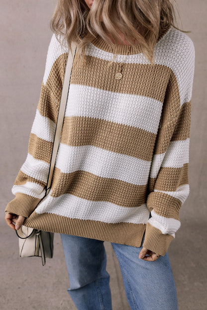 Evie Lou Loose Knit Striped Sweater