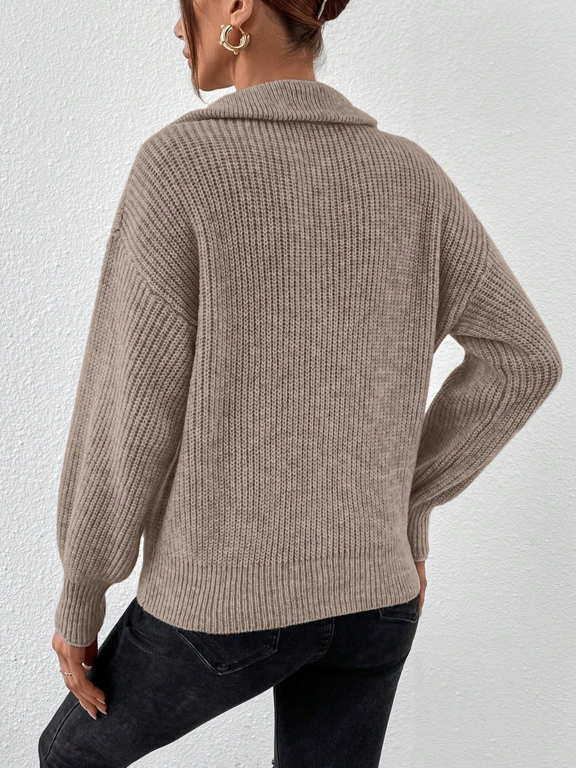 Sutton Half Zip Dropped Shoulder Sweater