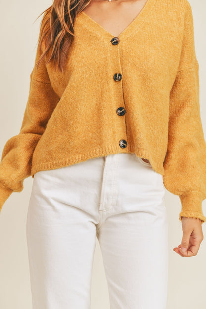 Haddie Button Down Sweater Cardigan, Mustard