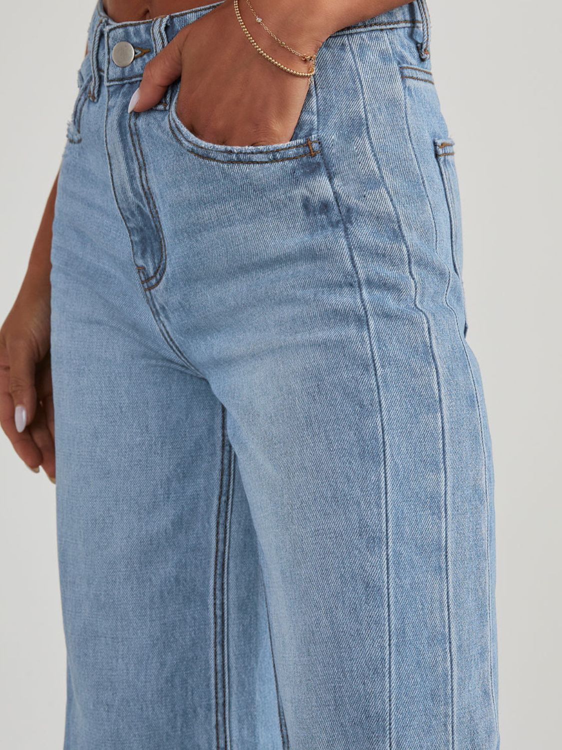 Raw Hem Wide Leg Jeans