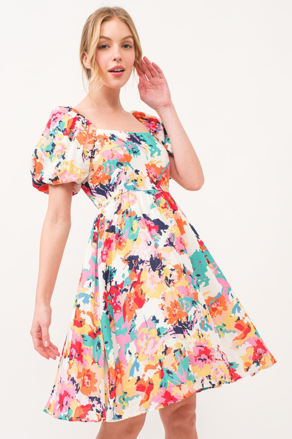 Lydia Floral Puff Sleeve Mini Dress