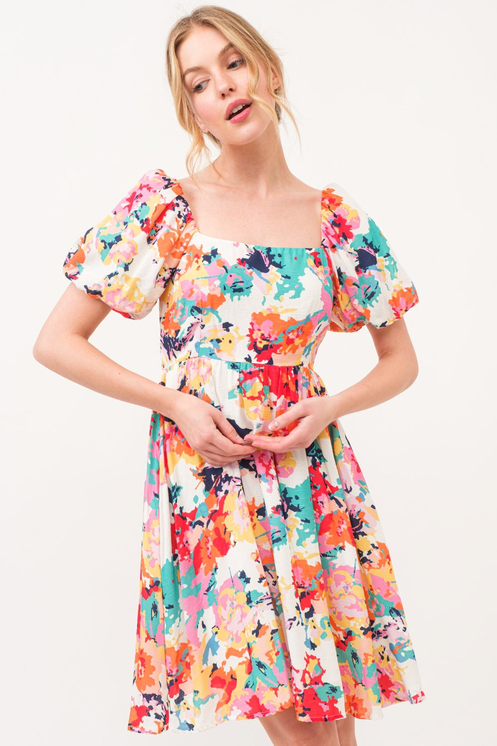 Lydia Floral Puff Sleeve Mini Dress