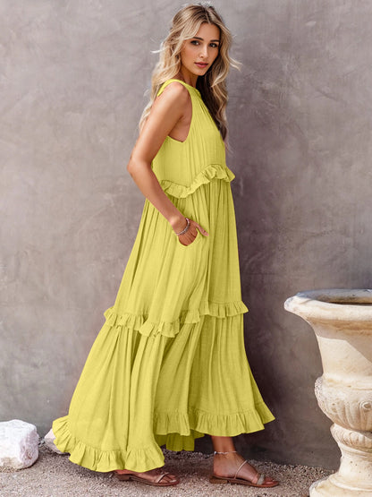 Millie Ruffled Tiered Maxi Dress with Pockets