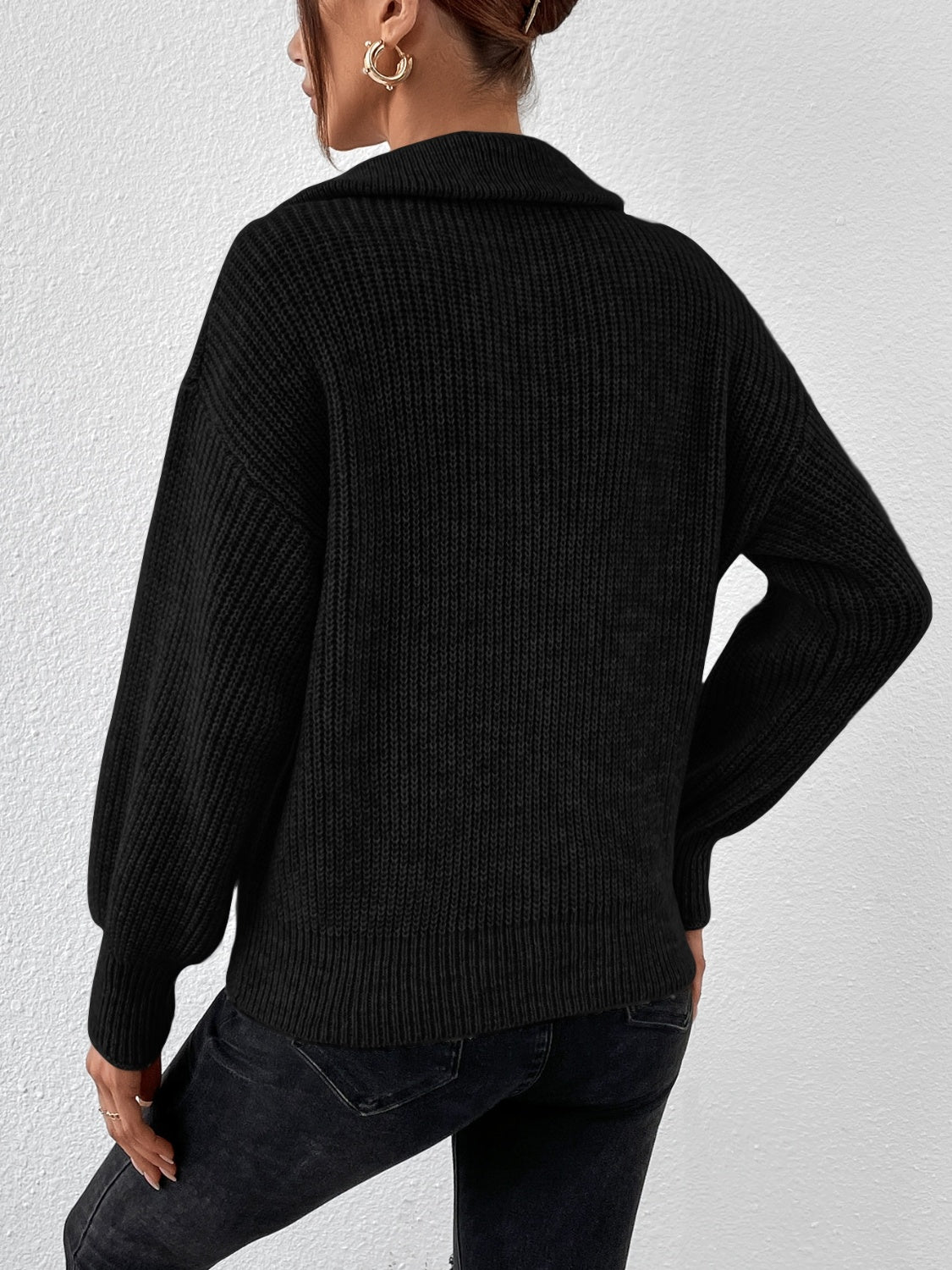 Sutton Half Zip Dropped Shoulder Sweater