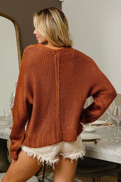 Piper Cable Knit Sweater, Autumn Rust