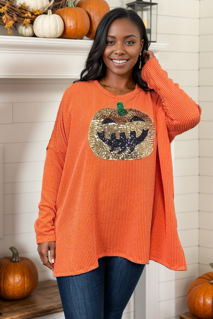 Sequin Jack O’ Lantern Long Sleeve Shirt