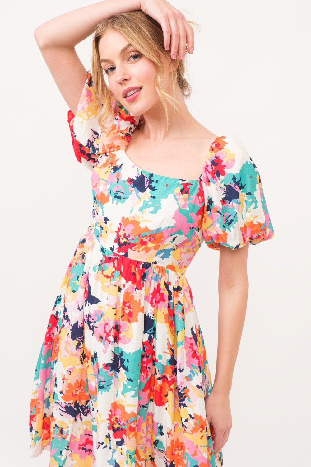 Lydia Floral Puff Sleeve Mini Dress