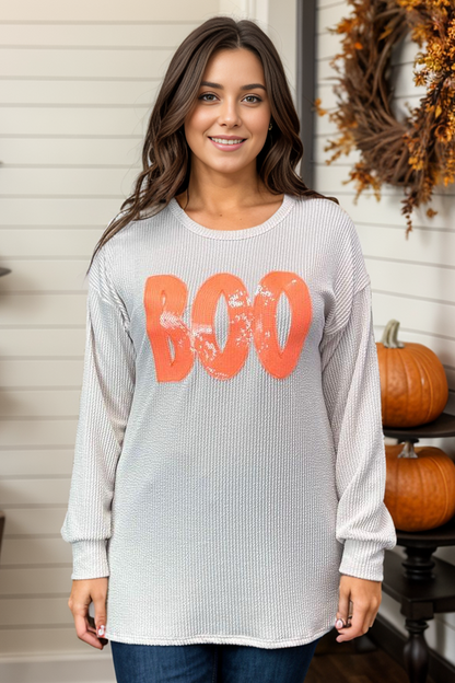 Sequin Boo Long Sleeve Shirt