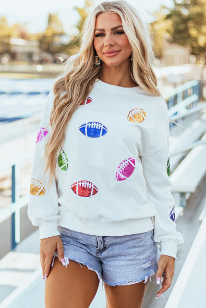 Colorful Sequin Football Sweatshirt