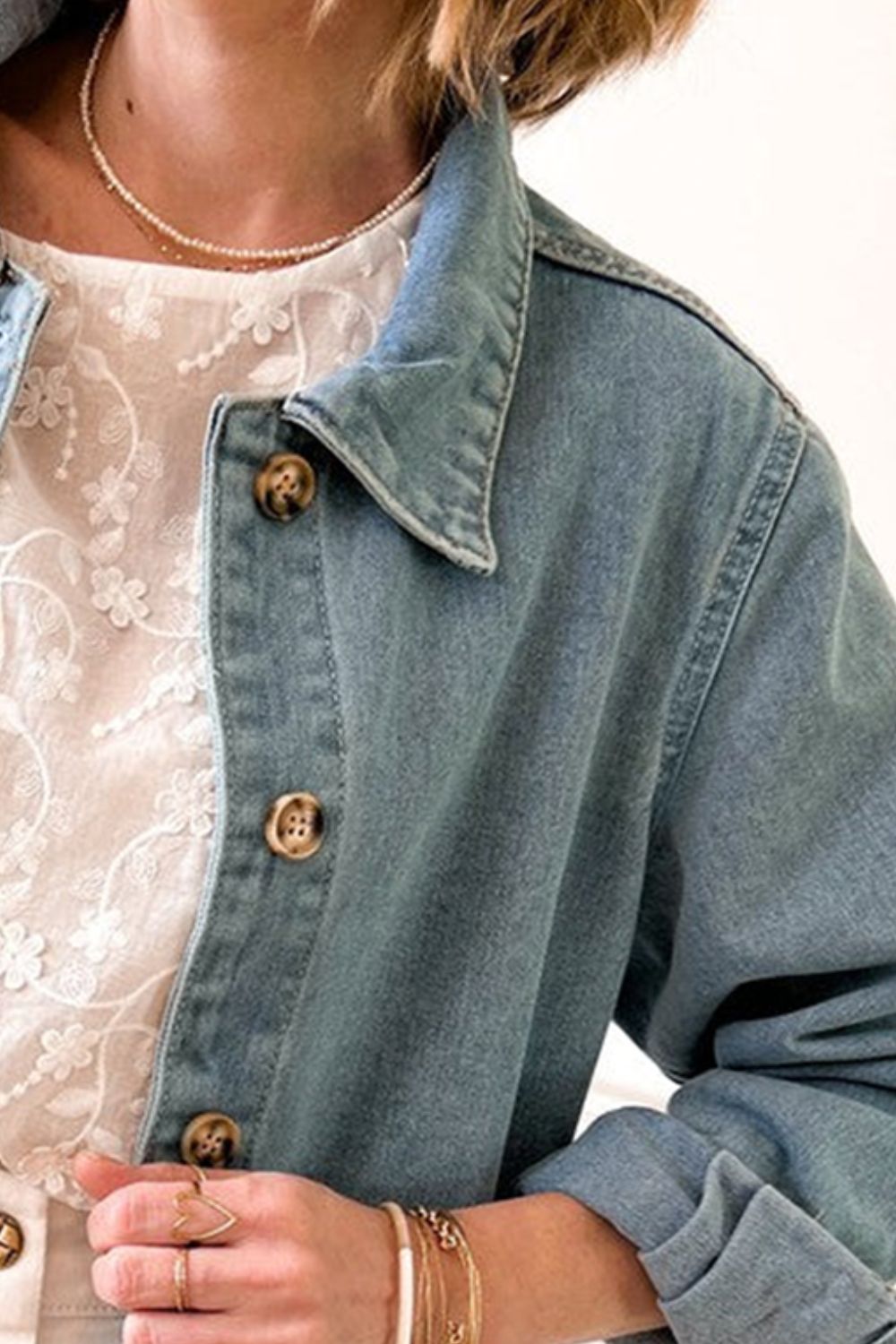 Gracelynn Pocketed Button Up Denim Jacket