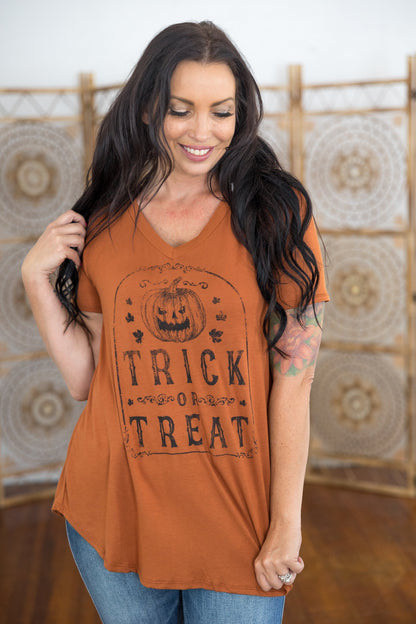 Trick or Treat Graphic V-Neck Tee