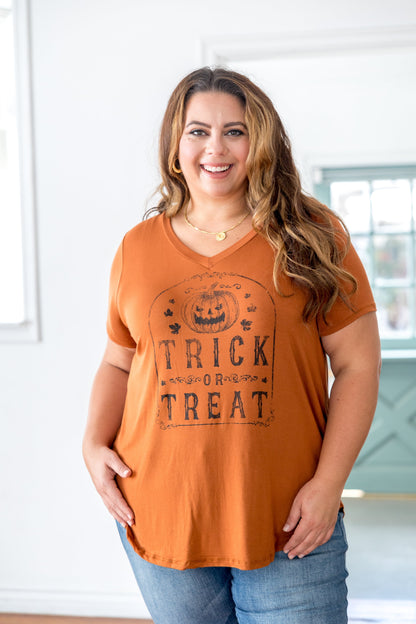 Trick or Treat Graphic V-Neck Tee