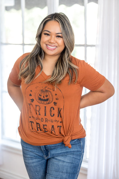 Trick or Treat Graphic V-Neck Tee