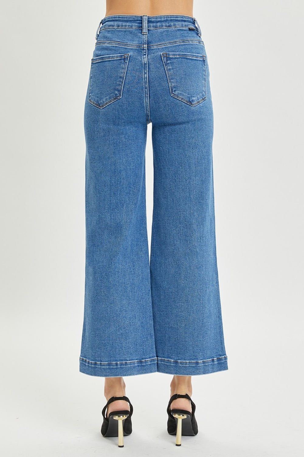 High Rise Front Seam Wide Leg Jeans