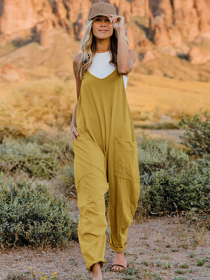 Ruby V-Neck Pocketed Jumpsuit