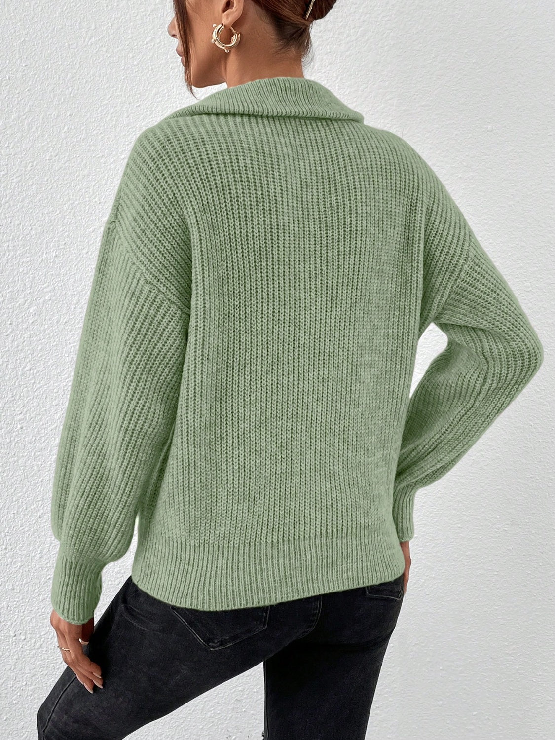 Sutton Half Zip Dropped Shoulder Sweater