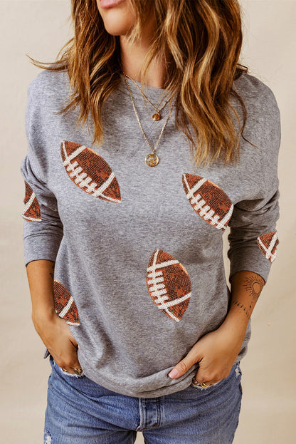 Sequin Football Graphic Sweatshirt