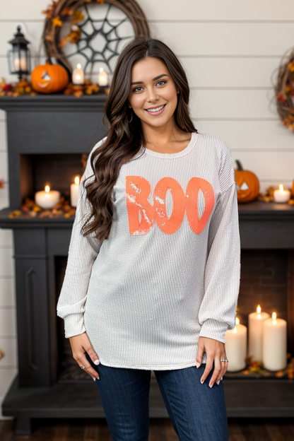 Sequin Boo Long Sleeve Shirt