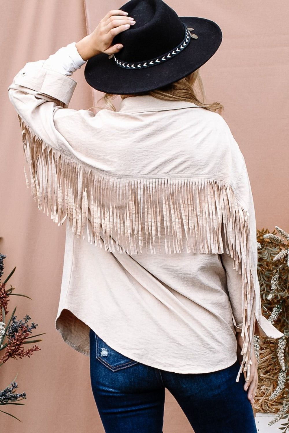 Dannie Fringe Back Button Down Shacket