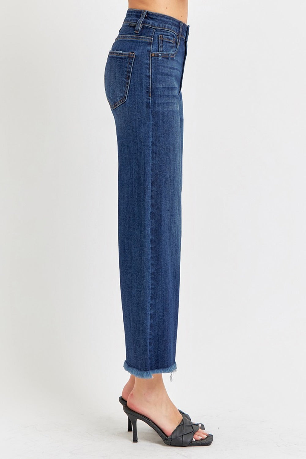 Raw Hem Cropped Wide Leg Jeans