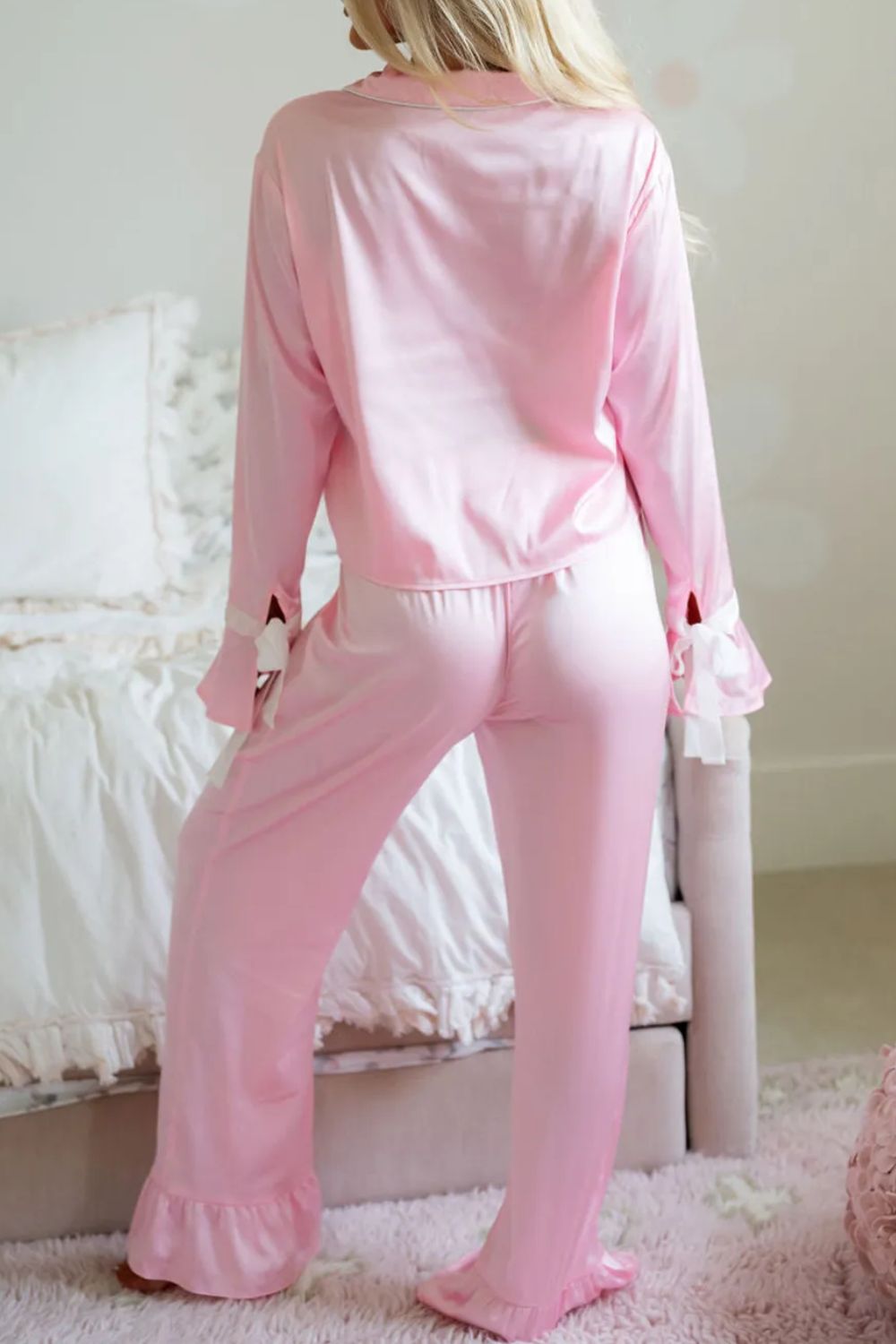 Pipa Rose Bow Cuff Pants Lounge Set