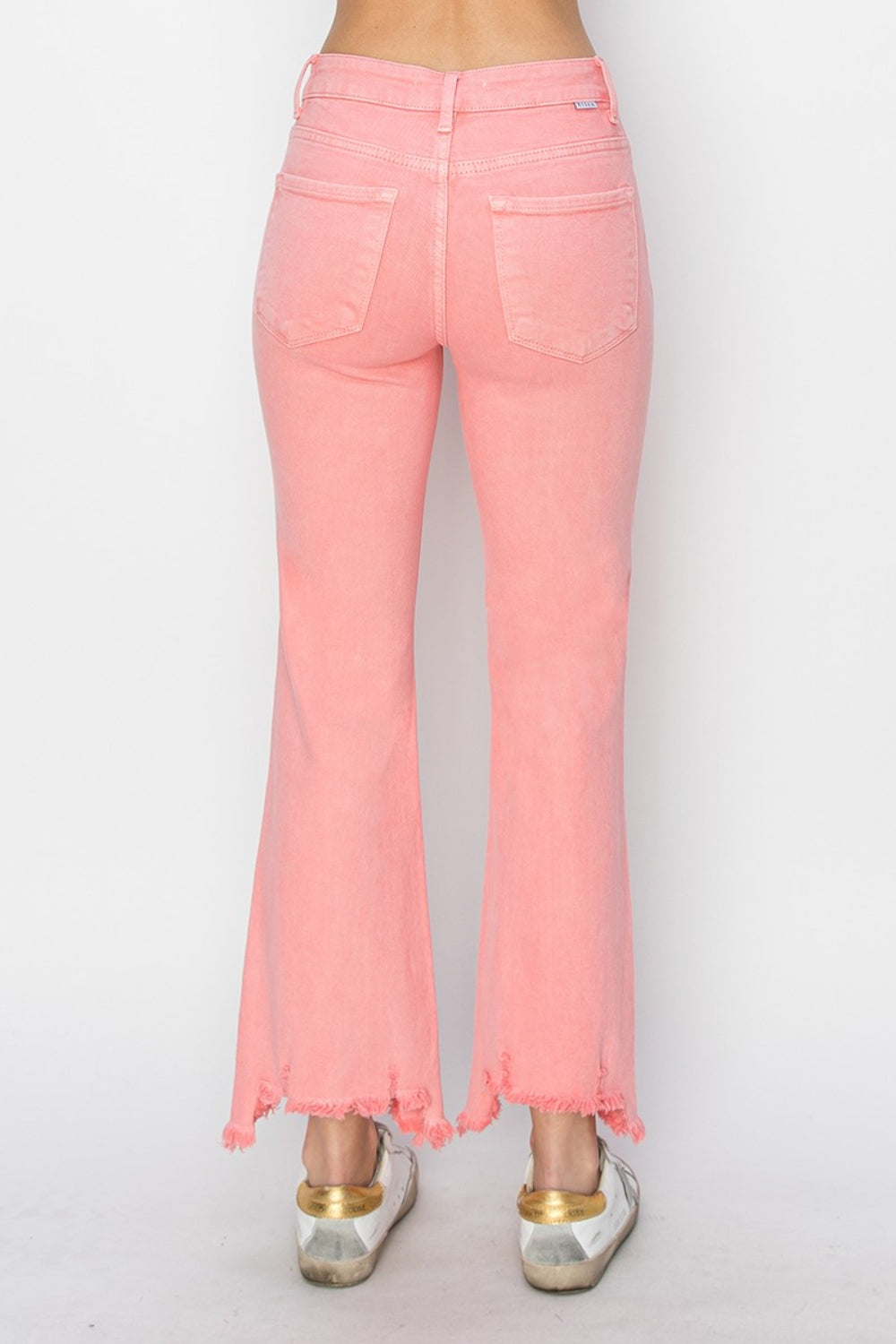 Raw Hem Bootcut Jeans, Flamingo