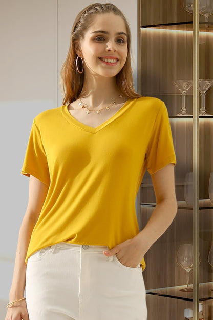 Wilma V Neck Basics Short Sleeve T-Shirt