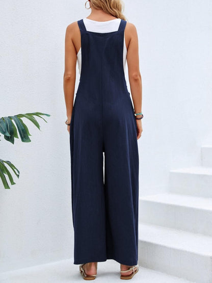 Ree Square Neck Wide Strap Overalls