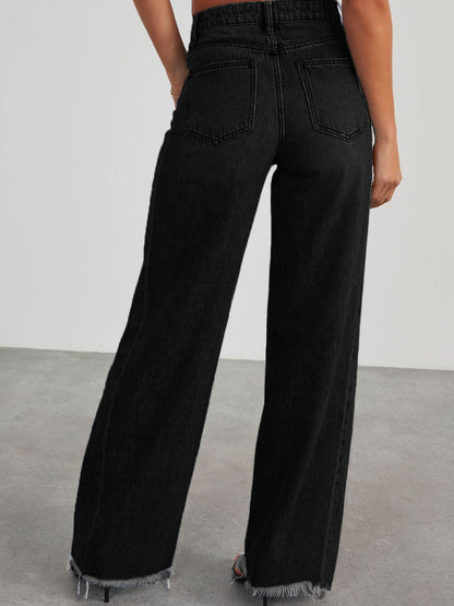 Raw Hem Wide Leg Jeans