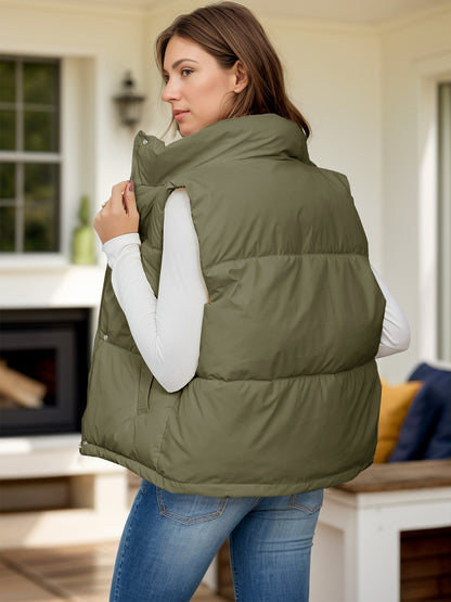 Marlette Pocketed Zip Up Puffer Vest