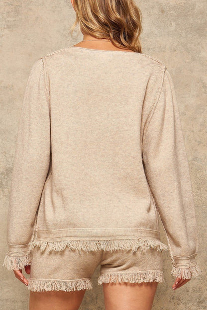 Charlize Fringe Hem Knit Sweater